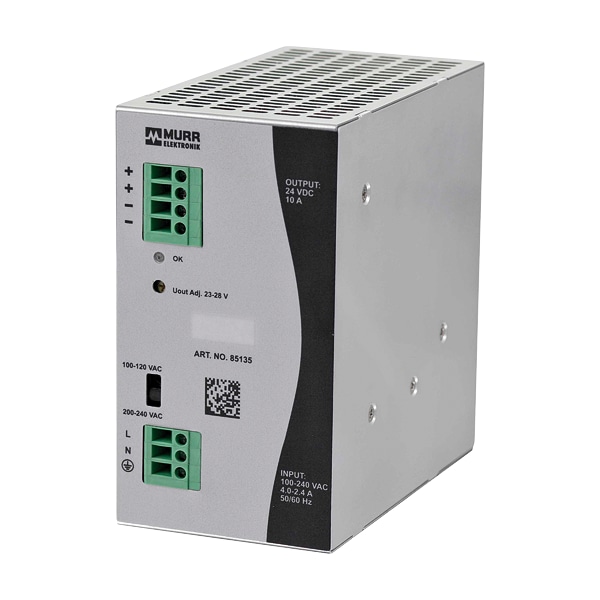 Murrelektronik ECO-RAIL-2 POWER SUPPLY 1-PHASE, IN: 90 . 132 VAC / 173 - 264 VAC OUT: 24V/10ADC 85135 - main